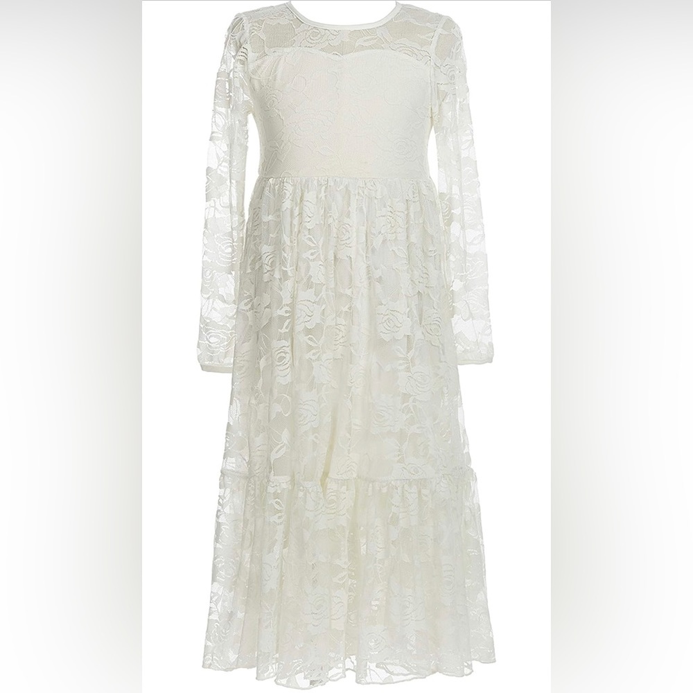 Flower Girls Dress Ivory Lace in Wedding Party Size 2t